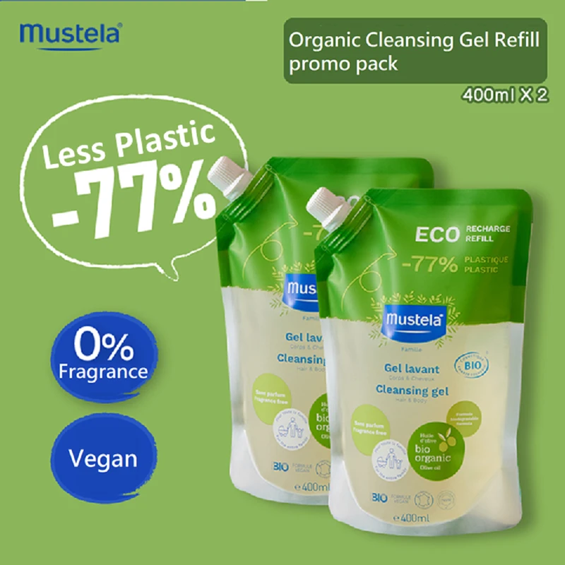 Mustela Certified Organic Cleansing Gel Eco-Refill-Fragrance-Free 400ml 2packs Promo Pack 1pc 2 Mustela Certified Organic Cleansing Gel Eco-Refill-Fragrance-Free 400ml 2packs Promo Pack 1pc - Image 2
