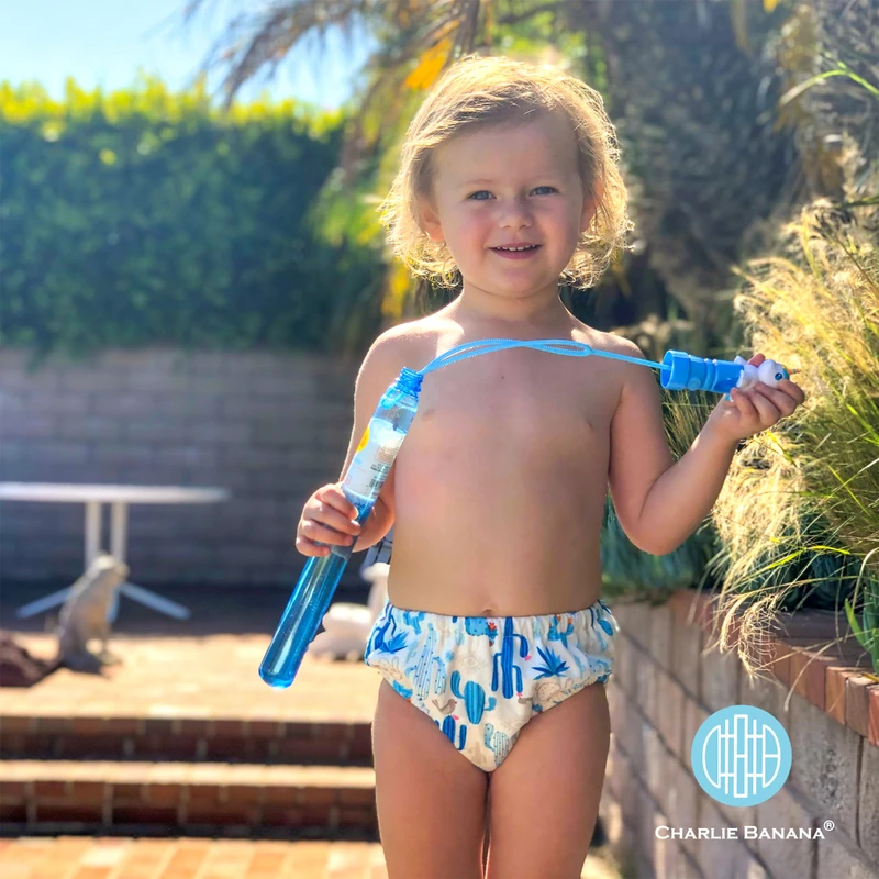 Charlie Banana 2-in-1 Swim Diaper & Training Pants Cactus Azul Medium 1pc 3 Charlie Banana 2-in-1 Swim Diaper & Training Pants Cactus Azul Medium 1pc - Image 3