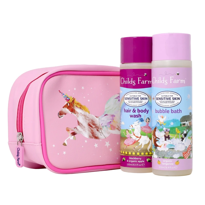 Childs Farm Children Unicorn Wash Bag - Hair & Body Wash 250ml + Bubble Bath 250ml 1 Childs Farm Children Unicorn Wash Bag - Hair & Body Wash 250ml + Bubble Bath 250ml